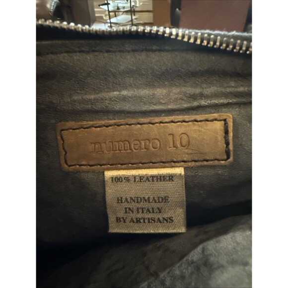 NUMERO 10 Shoulder Bag Embossed Leather Faded Plaid Design Good Used Condition - Picture 10 of 10
